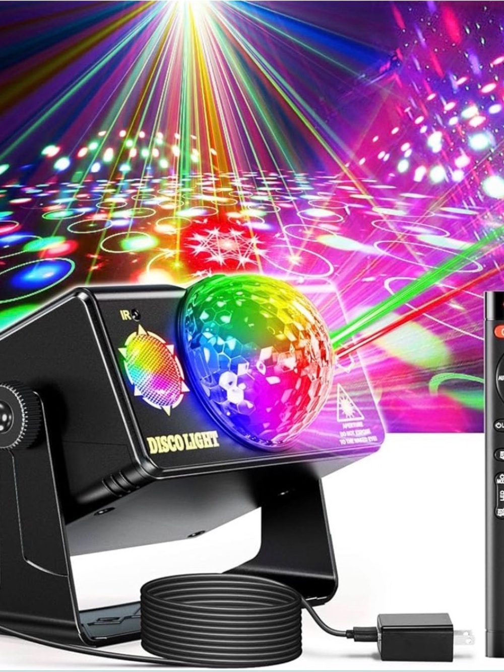DJ Disco Light Disco Ball,Light Sound Activated,Strobe Stage Lights,Remote,Party